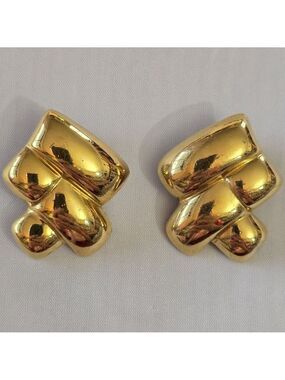Vintage Givenchy Gold Tone Clip On Earrings